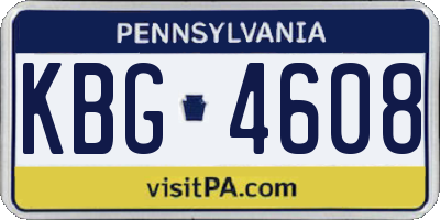 PA license plate KBG4608