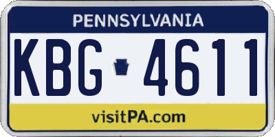 PA license plate KBG4611