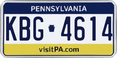 PA license plate KBG4614