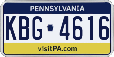 PA license plate KBG4616