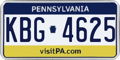 PA license plate KBG4625