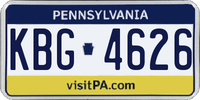 PA license plate KBG4626