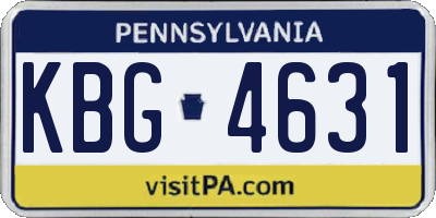 PA license plate KBG4631