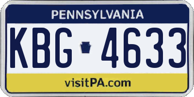 PA license plate KBG4633