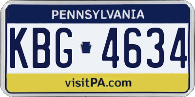 PA license plate KBG4634
