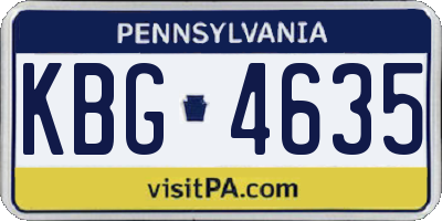 PA license plate KBG4635