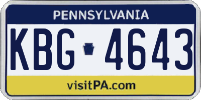PA license plate KBG4643
