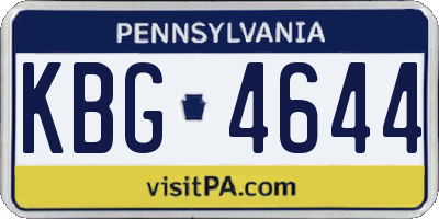 PA license plate KBG4644