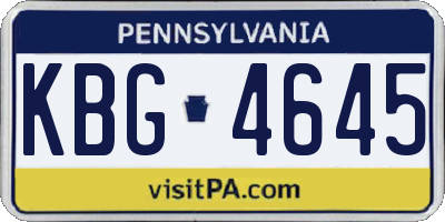 PA license plate KBG4645