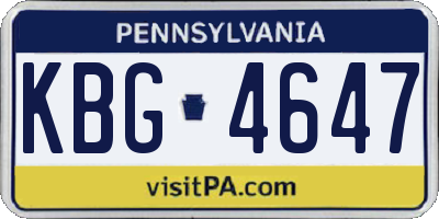 PA license plate KBG4647