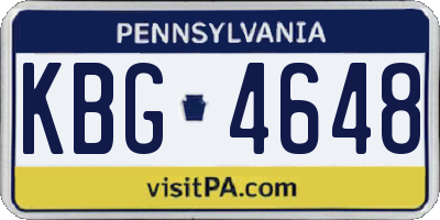 PA license plate KBG4648