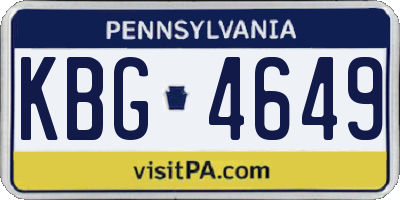 PA license plate KBG4649