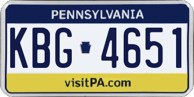 PA license plate KBG4651