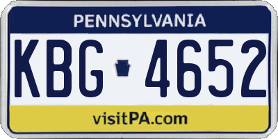 PA license plate KBG4652