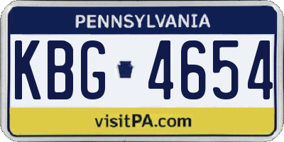 PA license plate KBG4654