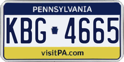 PA license plate KBG4665