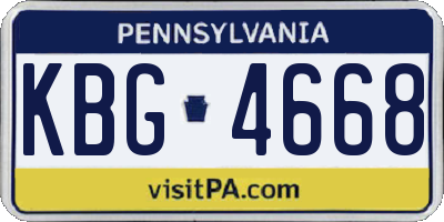 PA license plate KBG4668