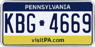 PA license plate KBG4669