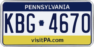PA license plate KBG4670
