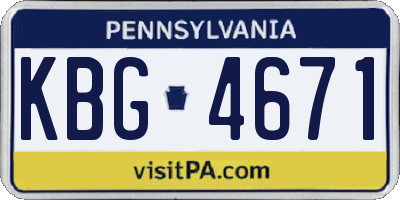 PA license plate KBG4671