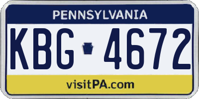 PA license plate KBG4672