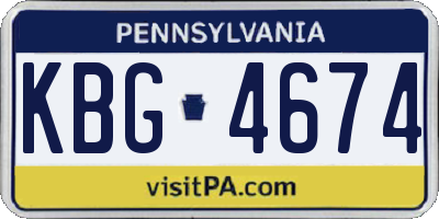 PA license plate KBG4674