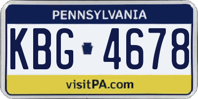 PA license plate KBG4678