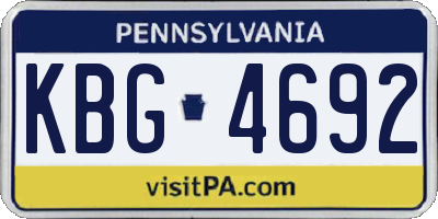 PA license plate KBG4692