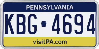 PA license plate KBG4694
