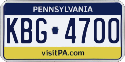 PA license plate KBG4700