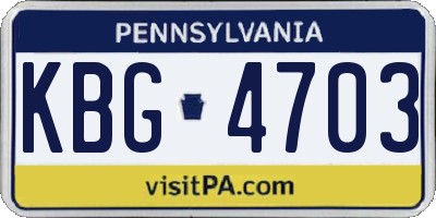 PA license plate KBG4703