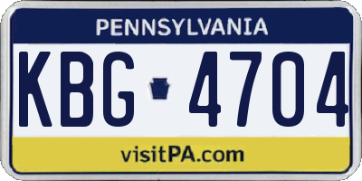 PA license plate KBG4704