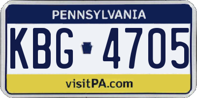 PA license plate KBG4705