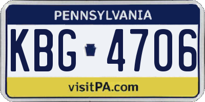 PA license plate KBG4706