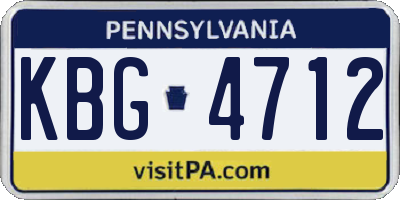 PA license plate KBG4712