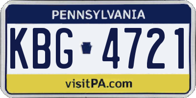PA license plate KBG4721