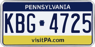 PA license plate KBG4725