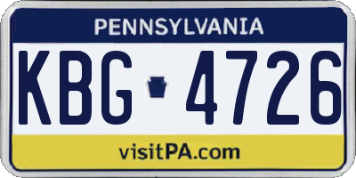 PA license plate KBG4726