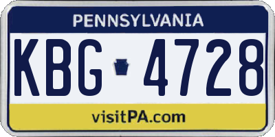 PA license plate KBG4728