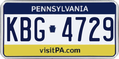PA license plate KBG4729