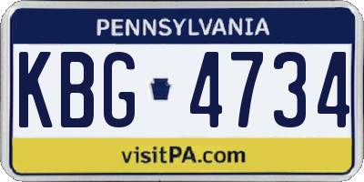 PA license plate KBG4734