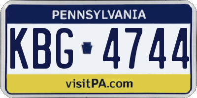 PA license plate KBG4744