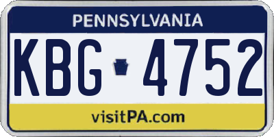 PA license plate KBG4752