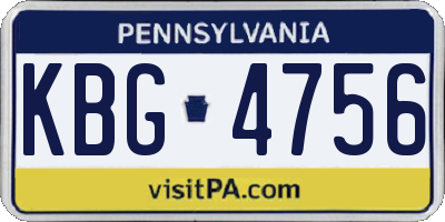 PA license plate KBG4756