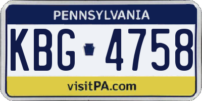 PA license plate KBG4758