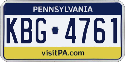 PA license plate KBG4761