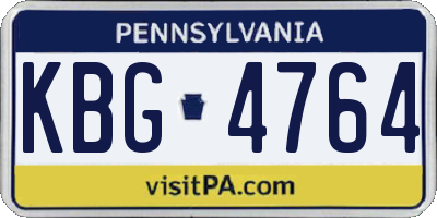 PA license plate KBG4764