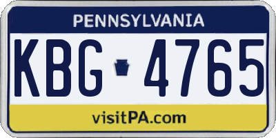 PA license plate KBG4765