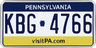 PA license plate KBG4766