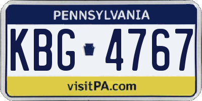PA license plate KBG4767